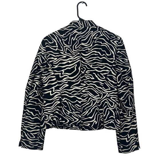 Talbots Women SZ 6 Black & White Zebra Print Crop Blazer Jacket Silk/Wool Blend - Picture 2 of 11
